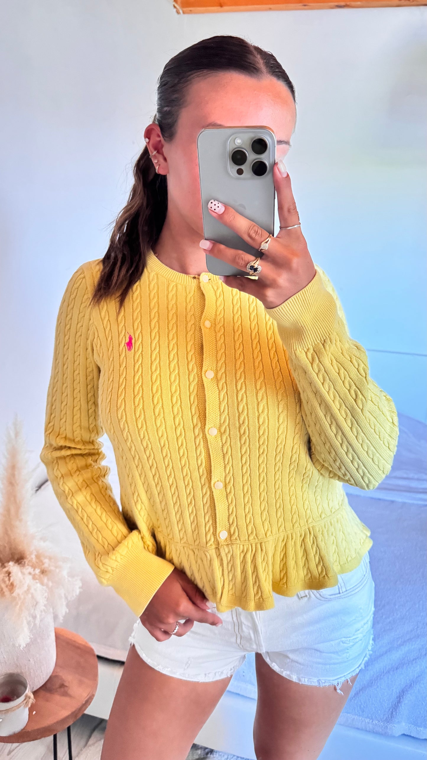Gilet torsadé jaune pastel Ralph Lauren - S