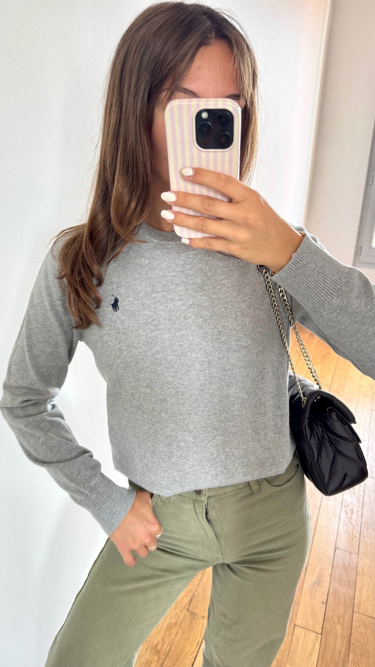 Pull col rond gris Ralph Lauren - S